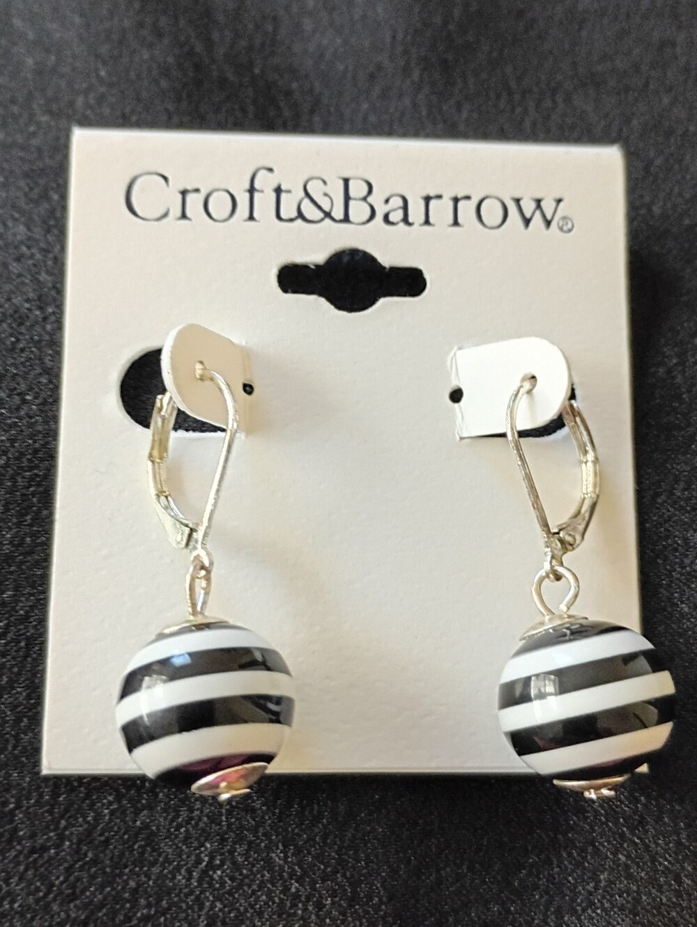 black and white earrings women statement striped dangle bead fashion jewelry